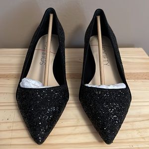 New Sole Society black glitter kitten heels size 9.5.